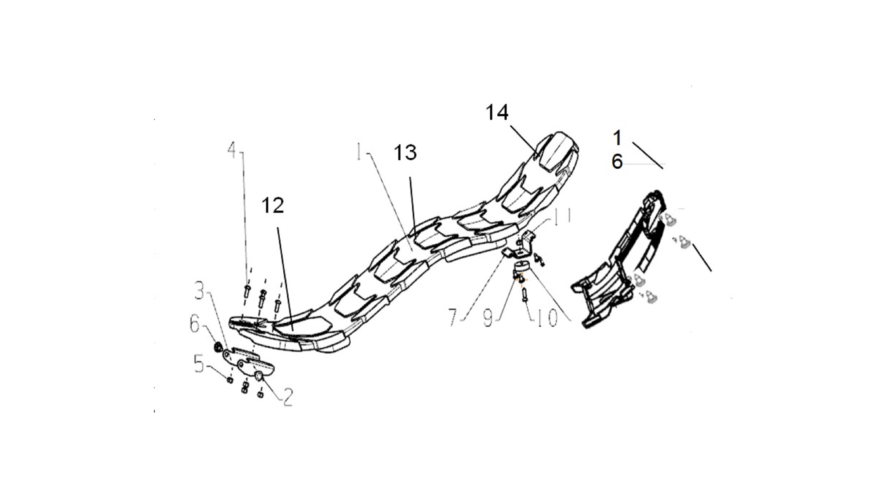 Mocowanie podnóżka LEWA strona MINI MAD PLUS nr.2